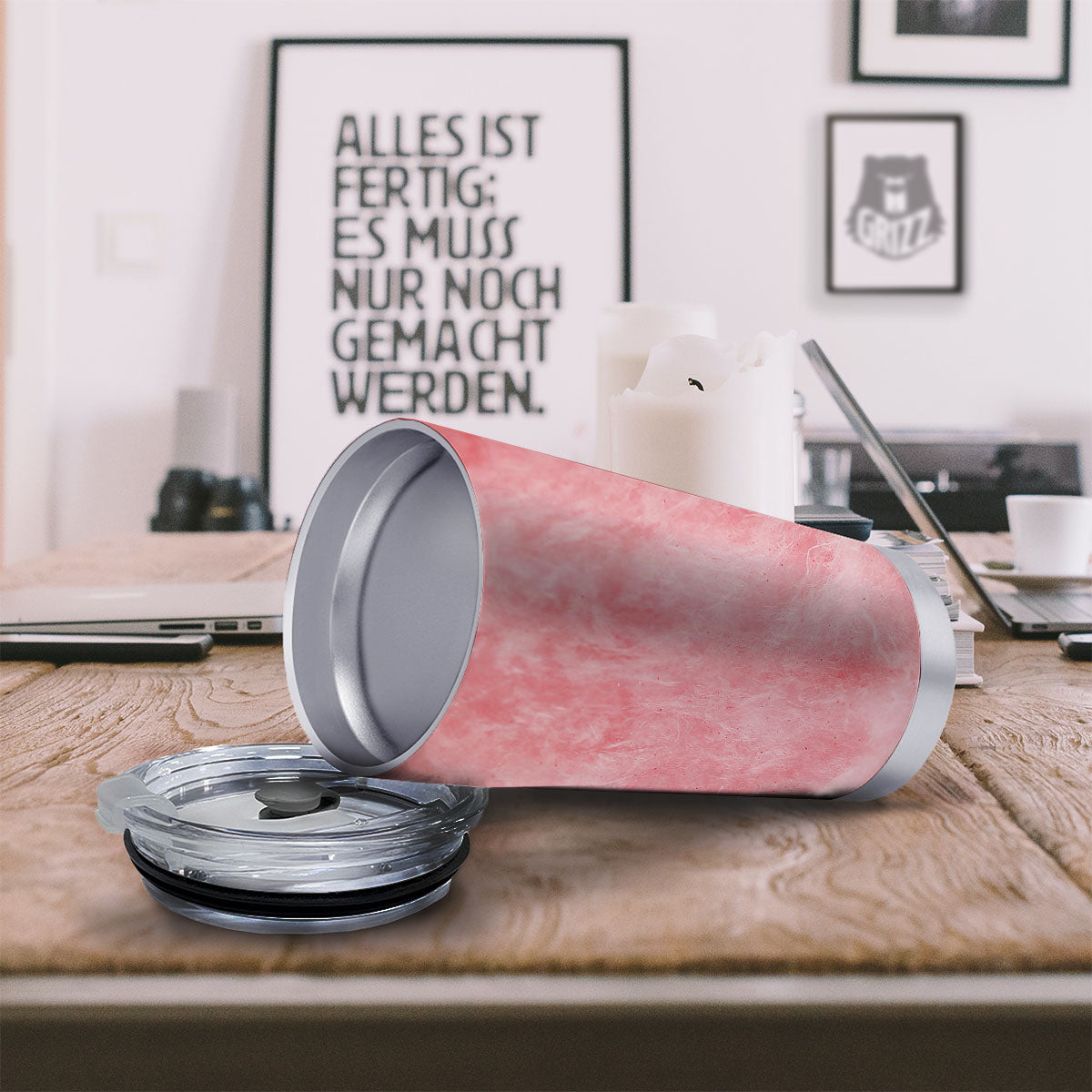 Cotton Candy Pink Print Tumbler-grizzshop