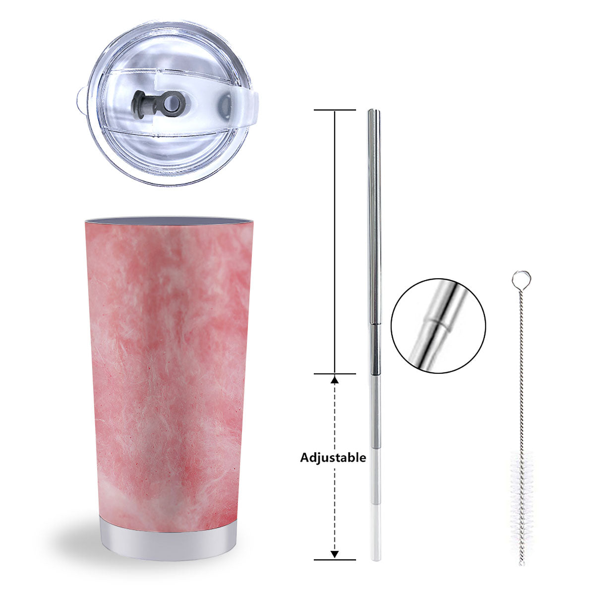 Cotton Candy Pink Print Tumbler-grizzshop