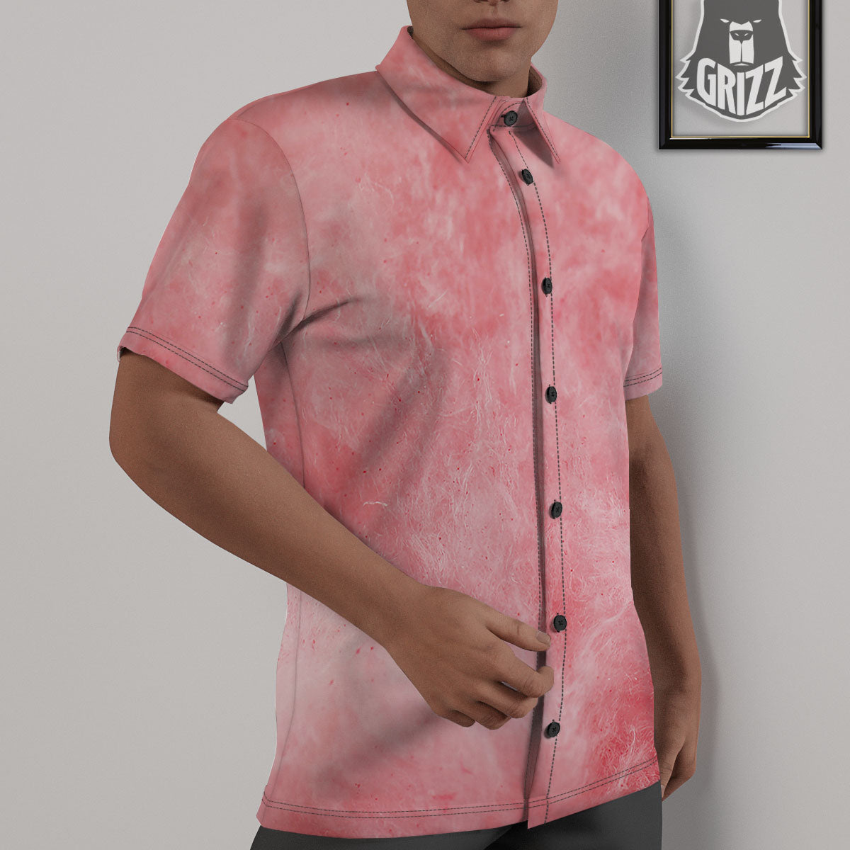 Cotton Candy Pink Print Untucked Shirts-grizzshop