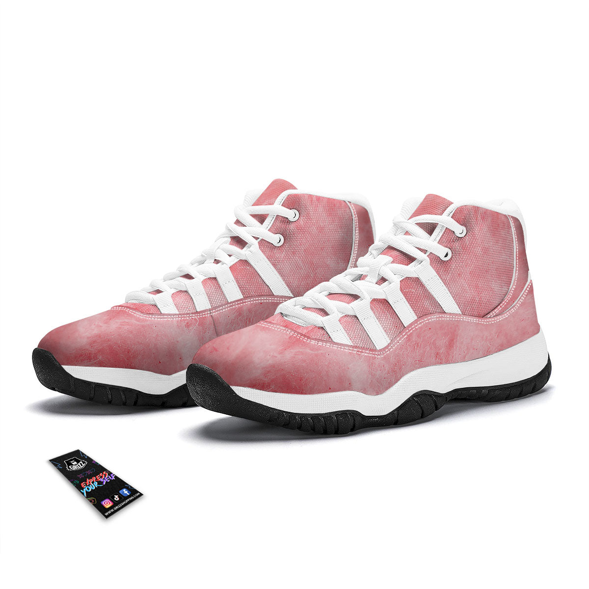 Cotton Candy Pink Print White Bball Shoes-grizzshop