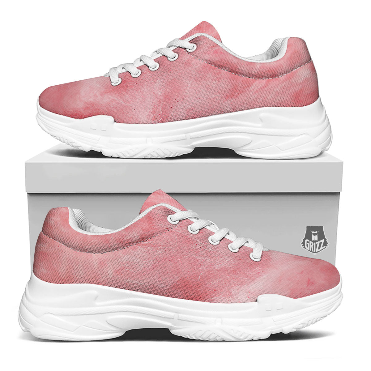 Cotton Candy Pink Print White Chunky Shoes-grizzshop
