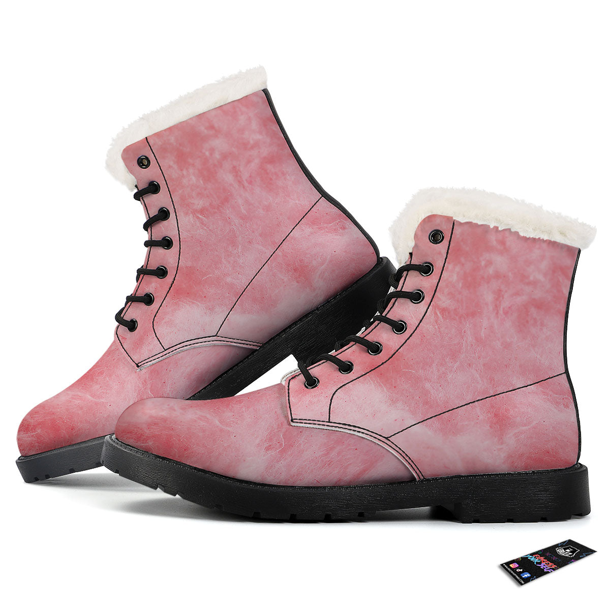 Cotton Candy Pink Print Winter Boots-grizzshop