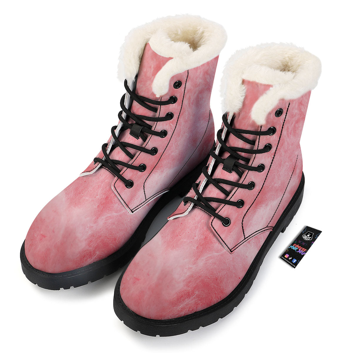 Cotton Candy Pink Print Winter Boots-grizzshop