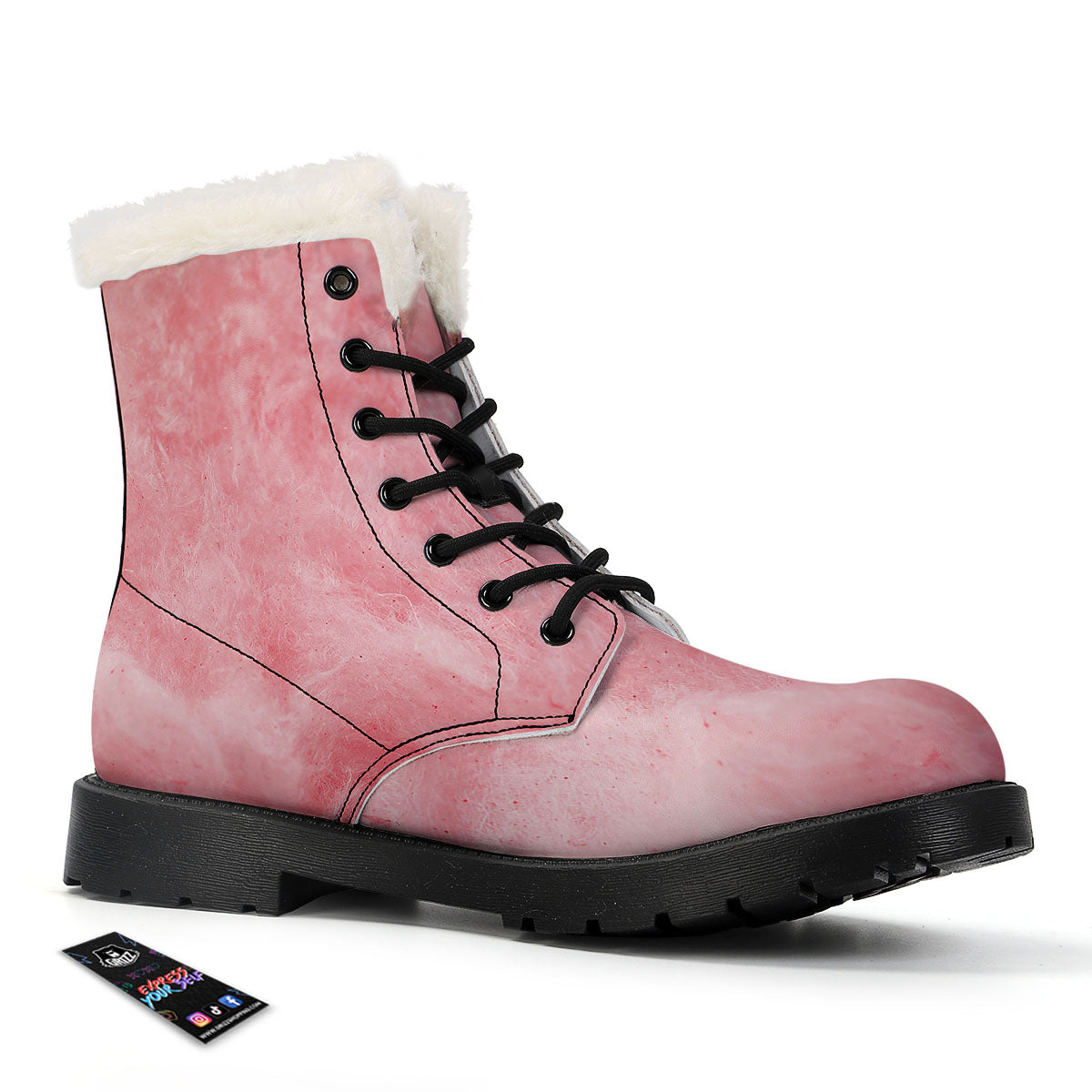 Cotton Candy Pink Print Winter Boots-grizzshop