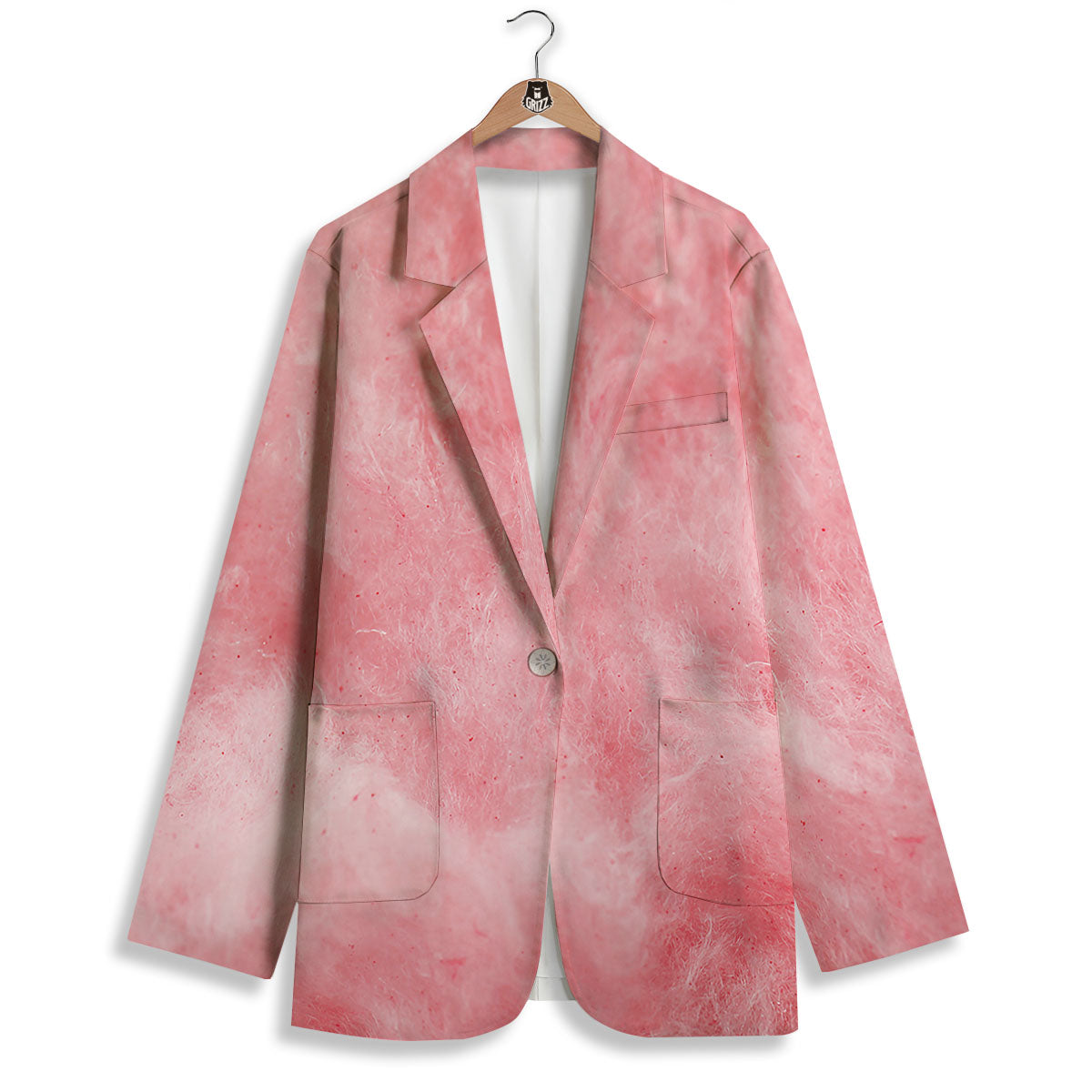 Cotton Candy Pink Print Women's Blazer-grizzshop