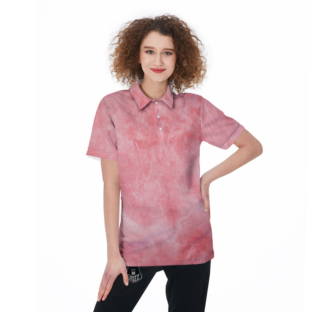Cotton Candy Pink Print Women's Golf Shirts-grizzshop