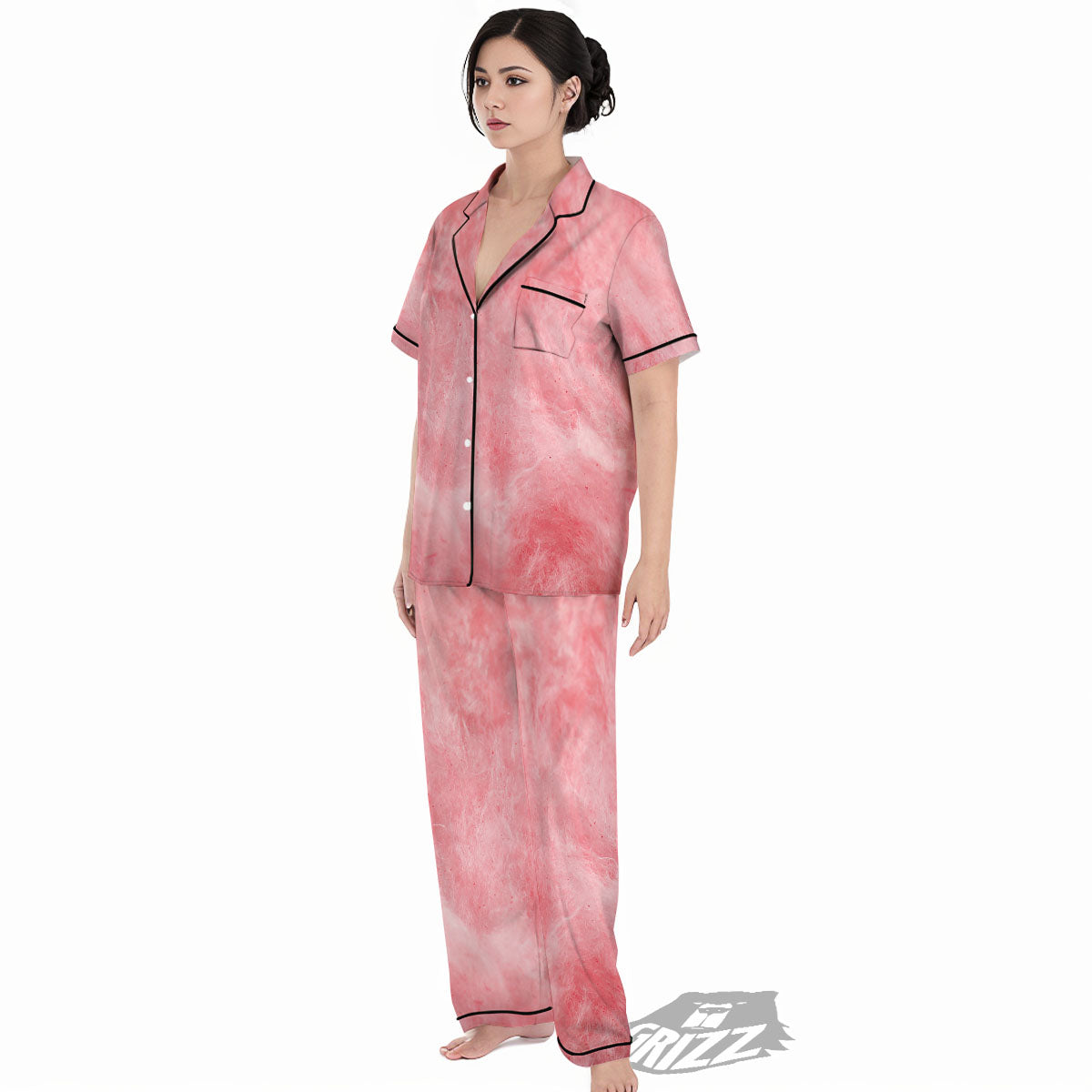 Cotton Candy Pink Print Women's Pajamas Set-grizzshop