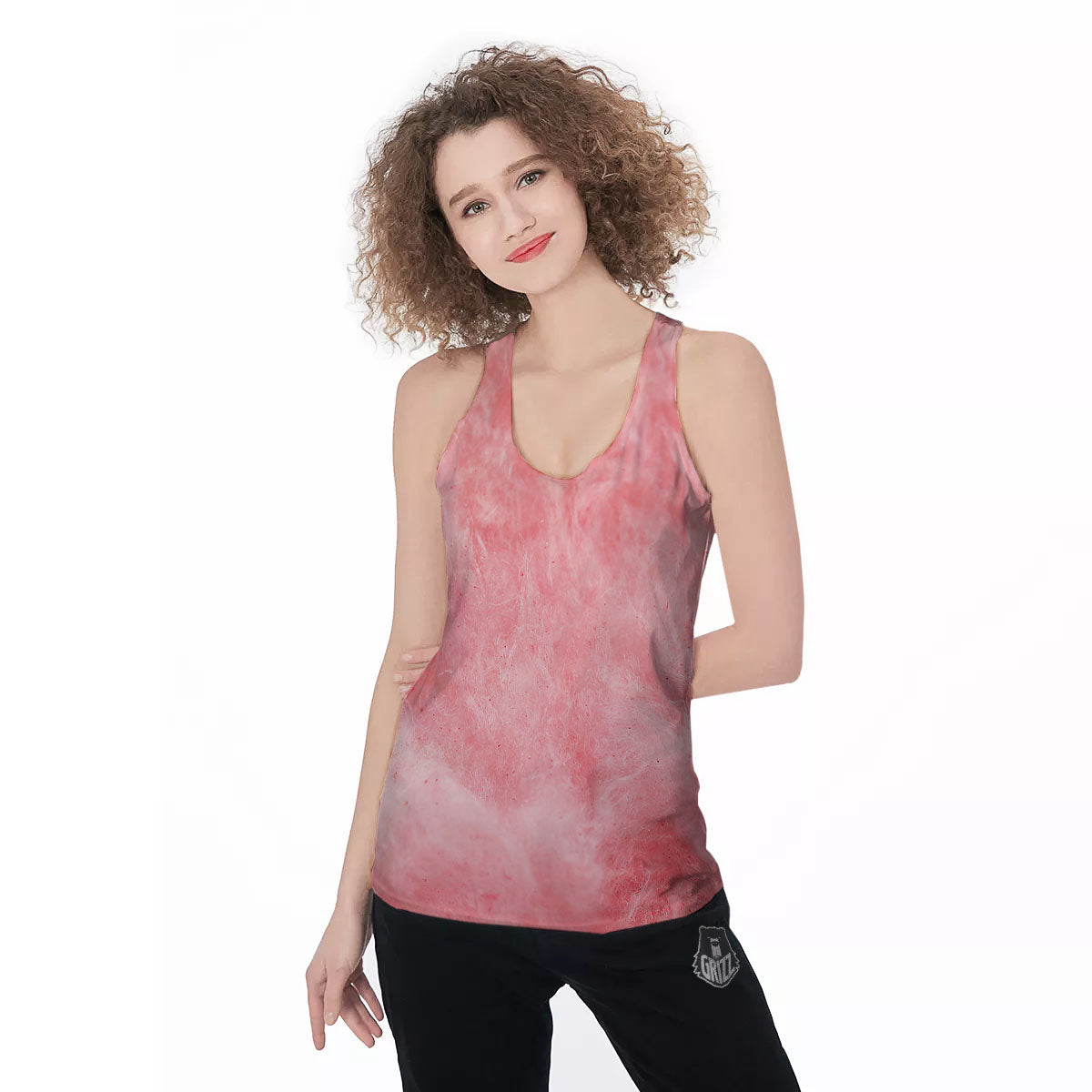 Cotton Candy Pink Print Women's Racerback Tank Top-grizzshop