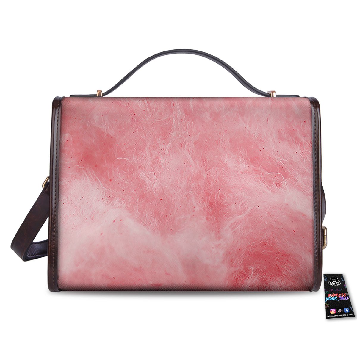 Cotton Candy Pink Print Women's Satchel Bag-grizzshop