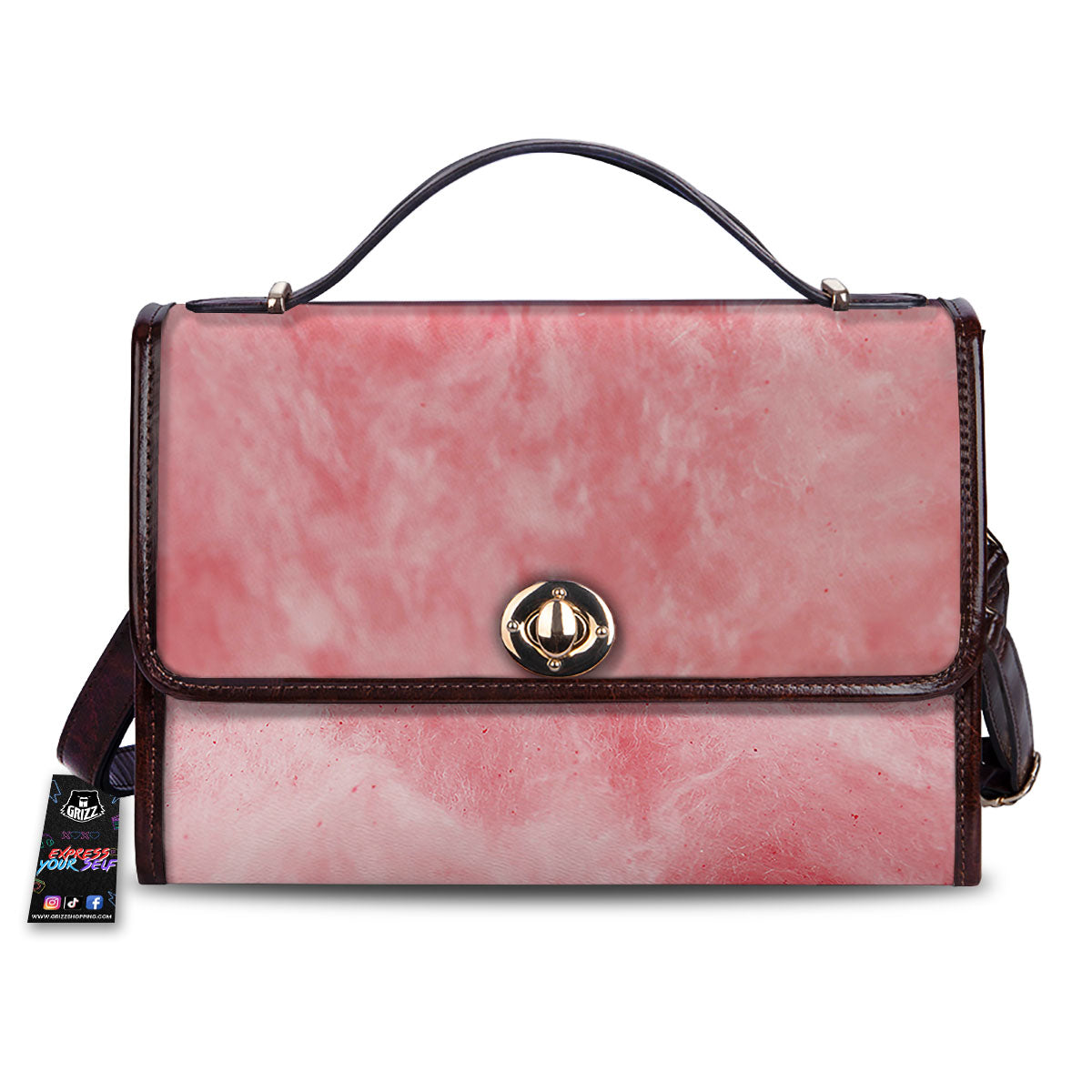 Cotton Candy Pink Print Women's Satchel Bag-grizzshop