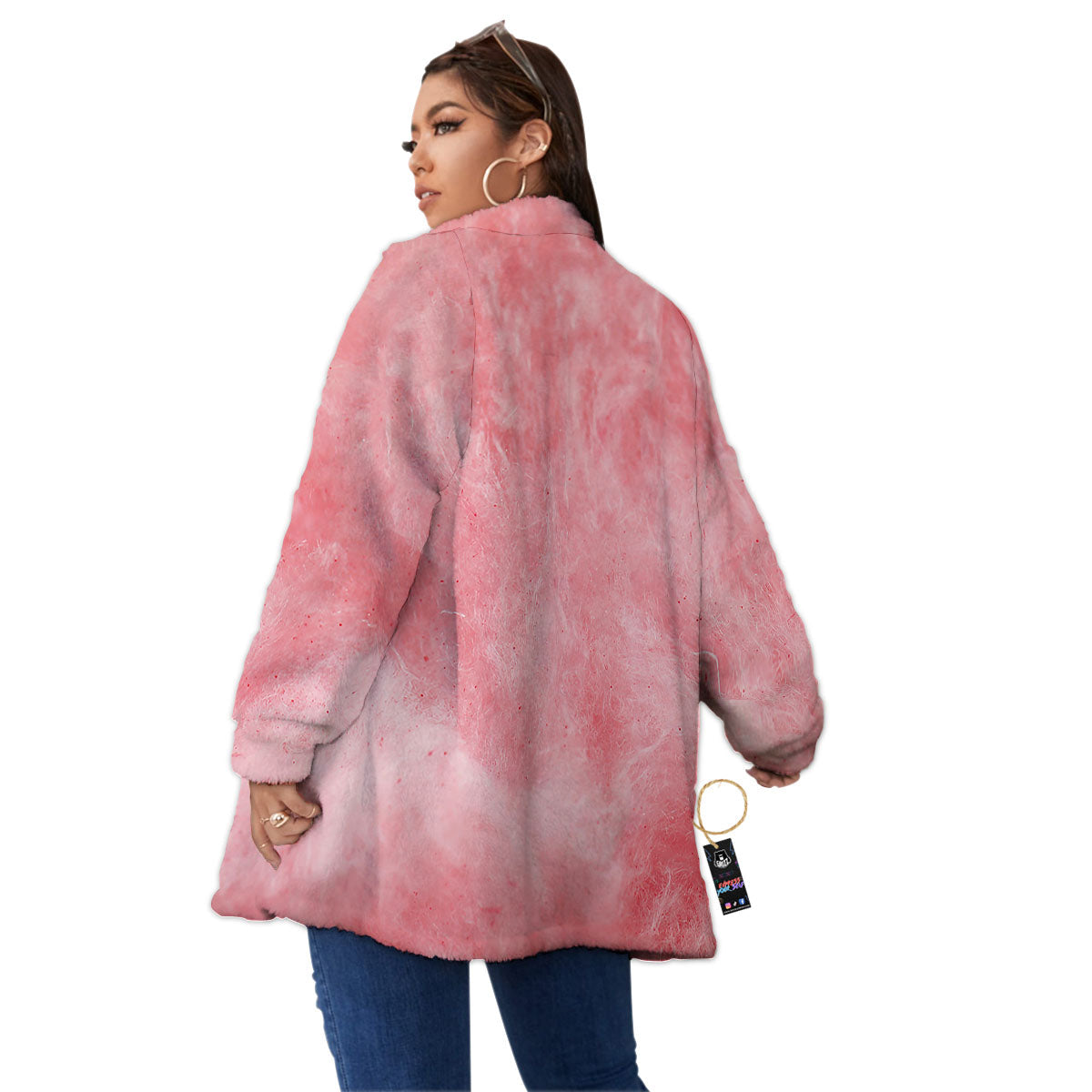 Cotton Candy Pink Print Women's Sherpa Jacket-grizzshop