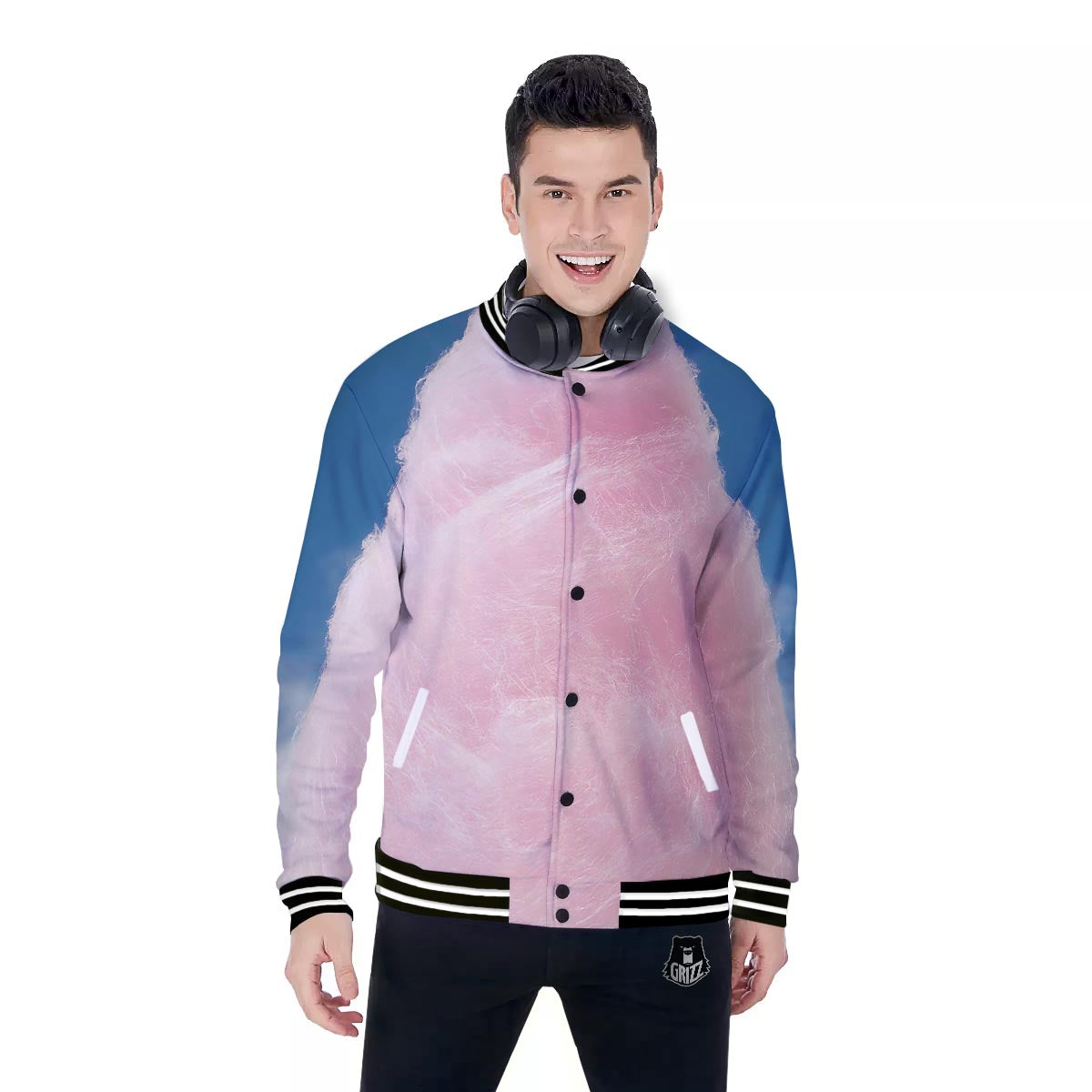 Cotton Candy Sweet Print Baseball Jacket-grizzshop