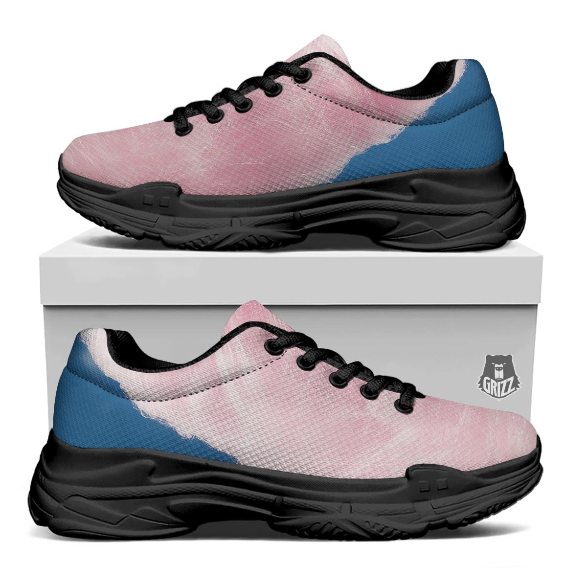 Cotton Candy Sweet Print Black Chunky Shoes-grizzshop