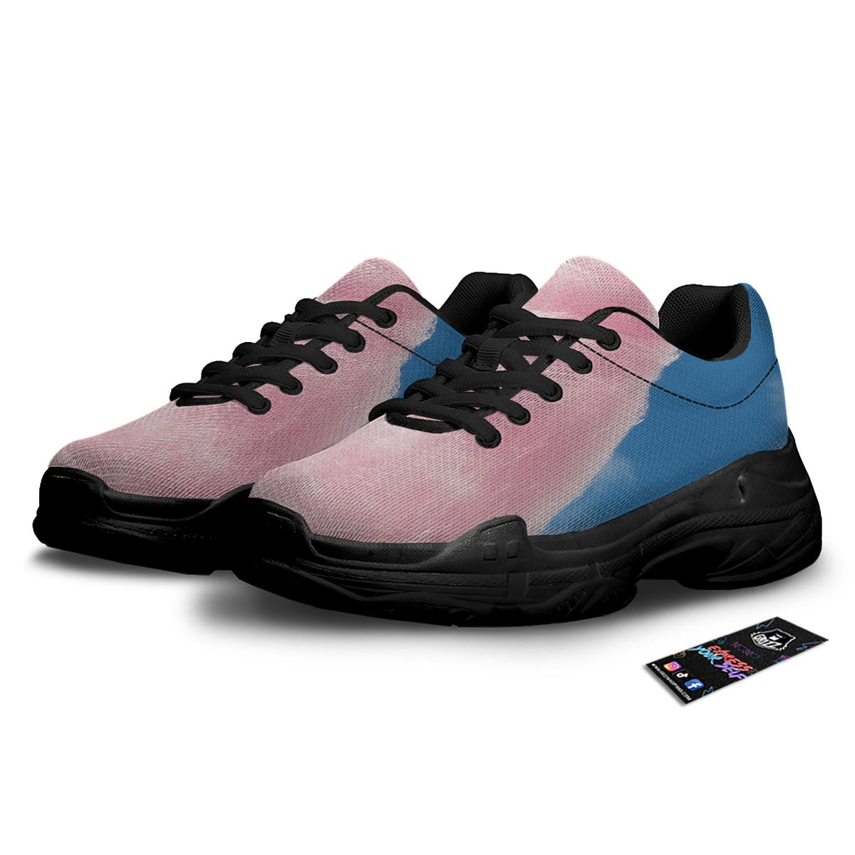 Cotton Candy Sweet Print Black Chunky Shoes-grizzshop