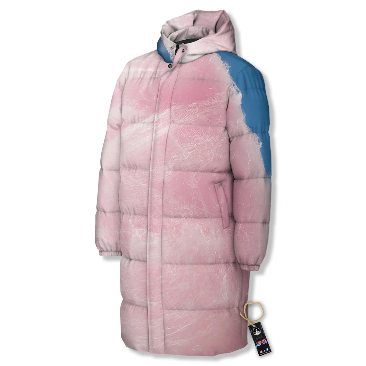 Cotton Candy Sweet Print Long Down Jacket-grizzshop