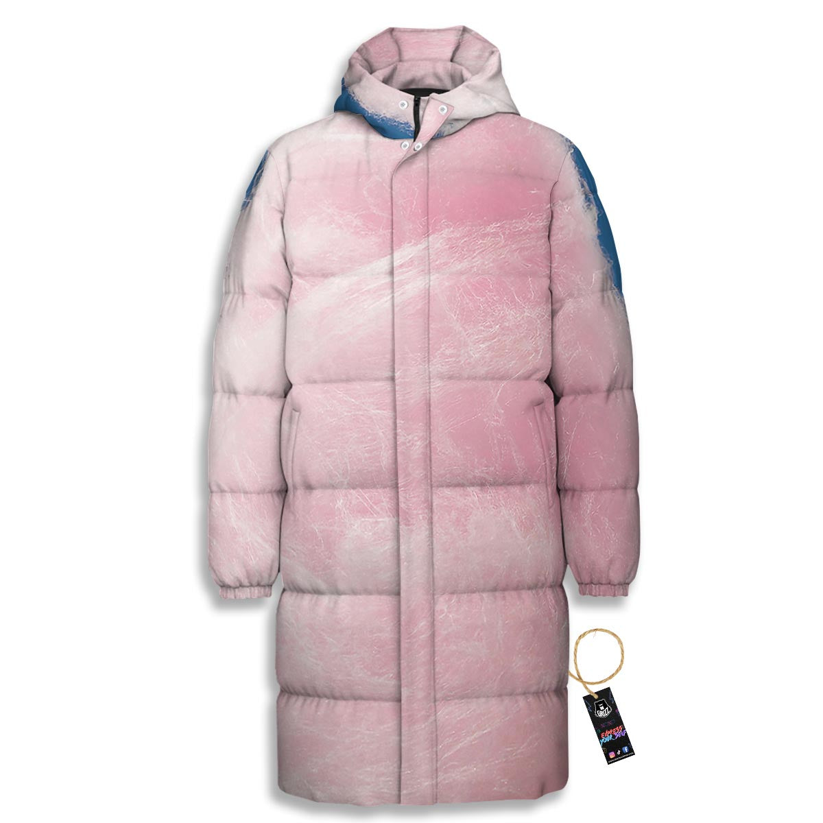 Cotton Candy Sweet Print Long Down Jacket-grizzshop