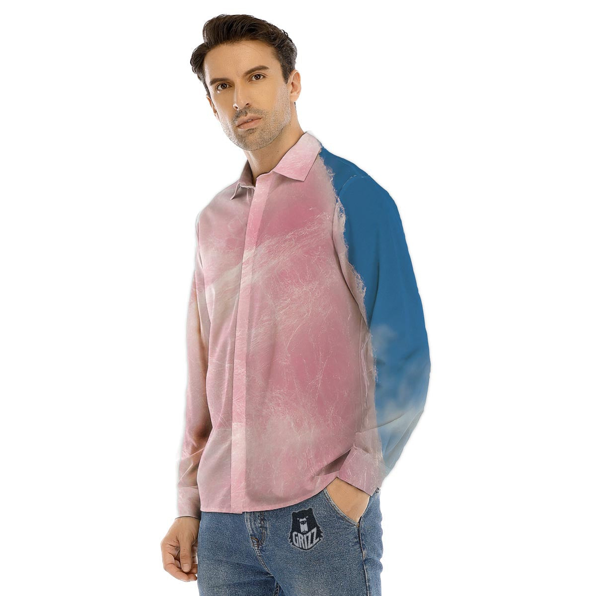 Cotton Candy Sweet Print Men's Dress Shirts-grizzshop