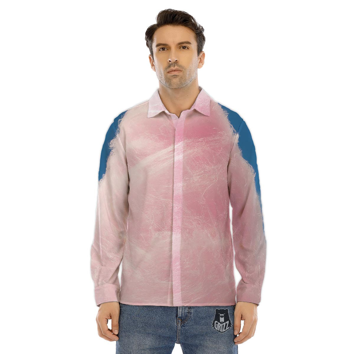 Cotton Candy Sweet Print Men's Dress Shirts-grizzshop
