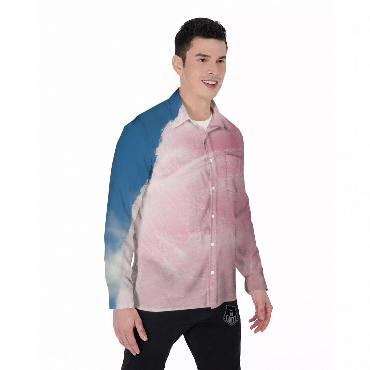 Cotton Candy Sweet Print Men's Long Sleeve Shirts-grizzshop