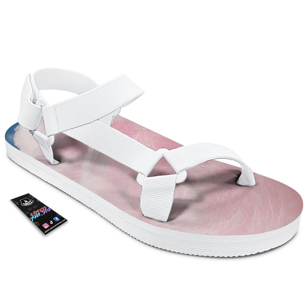 Cotton Candy Sweet Print White Open Toe Sandals-grizzshop