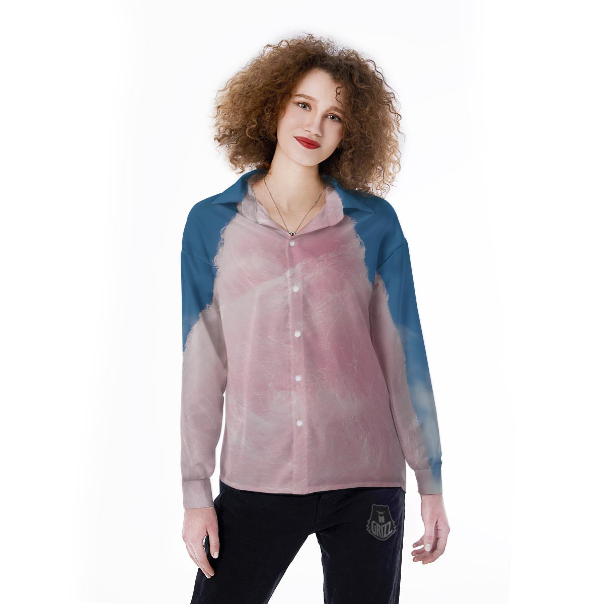 Cotton Candy Sweet Print Women's Long Sleeve Shirts-grizzshop