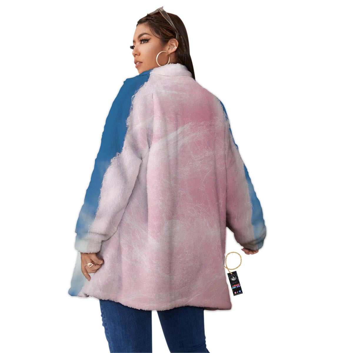 Cotton Candy Sweet Print Women's Sherpa Jacket-grizzshop