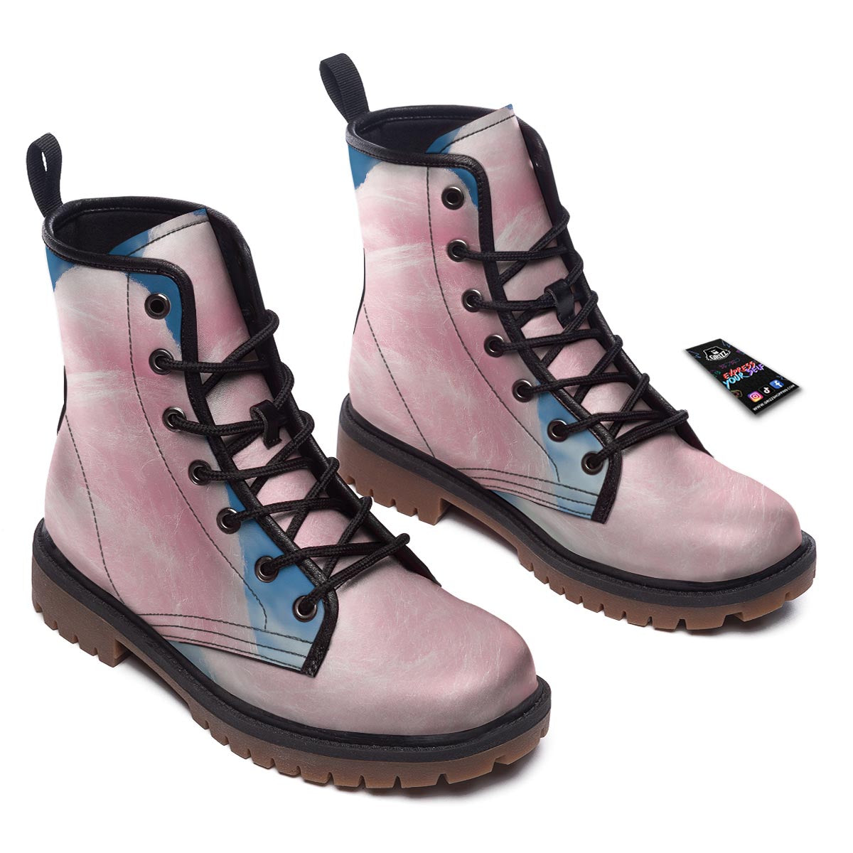 Cotton Candy Sweet Print Work Boots-grizzshop