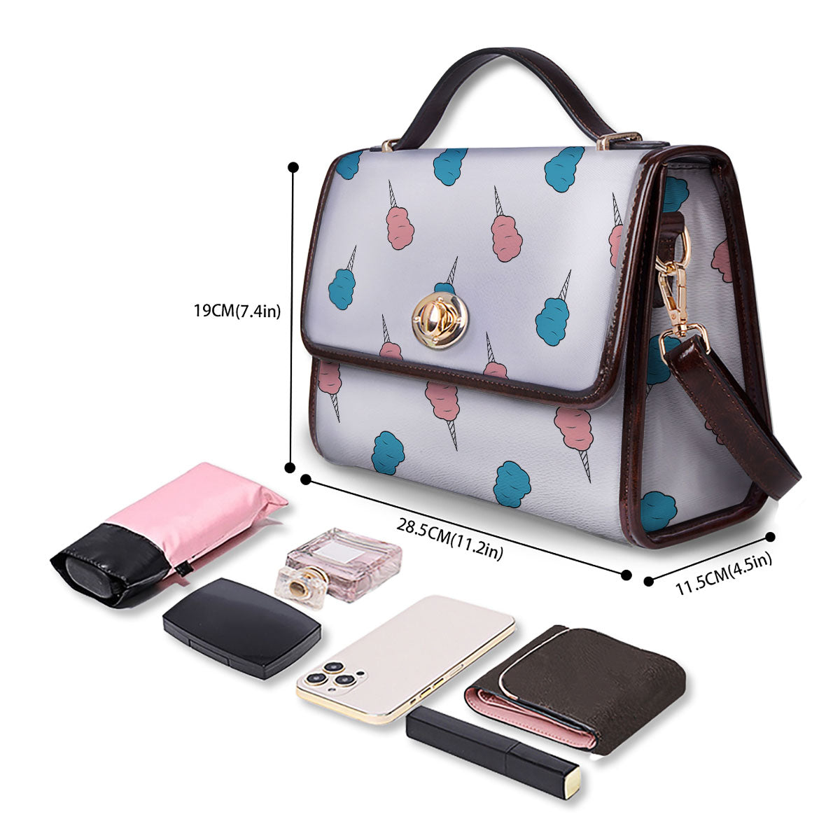 Cotton Candy Blue And Pink Print Pattern Women's Satchel Bag