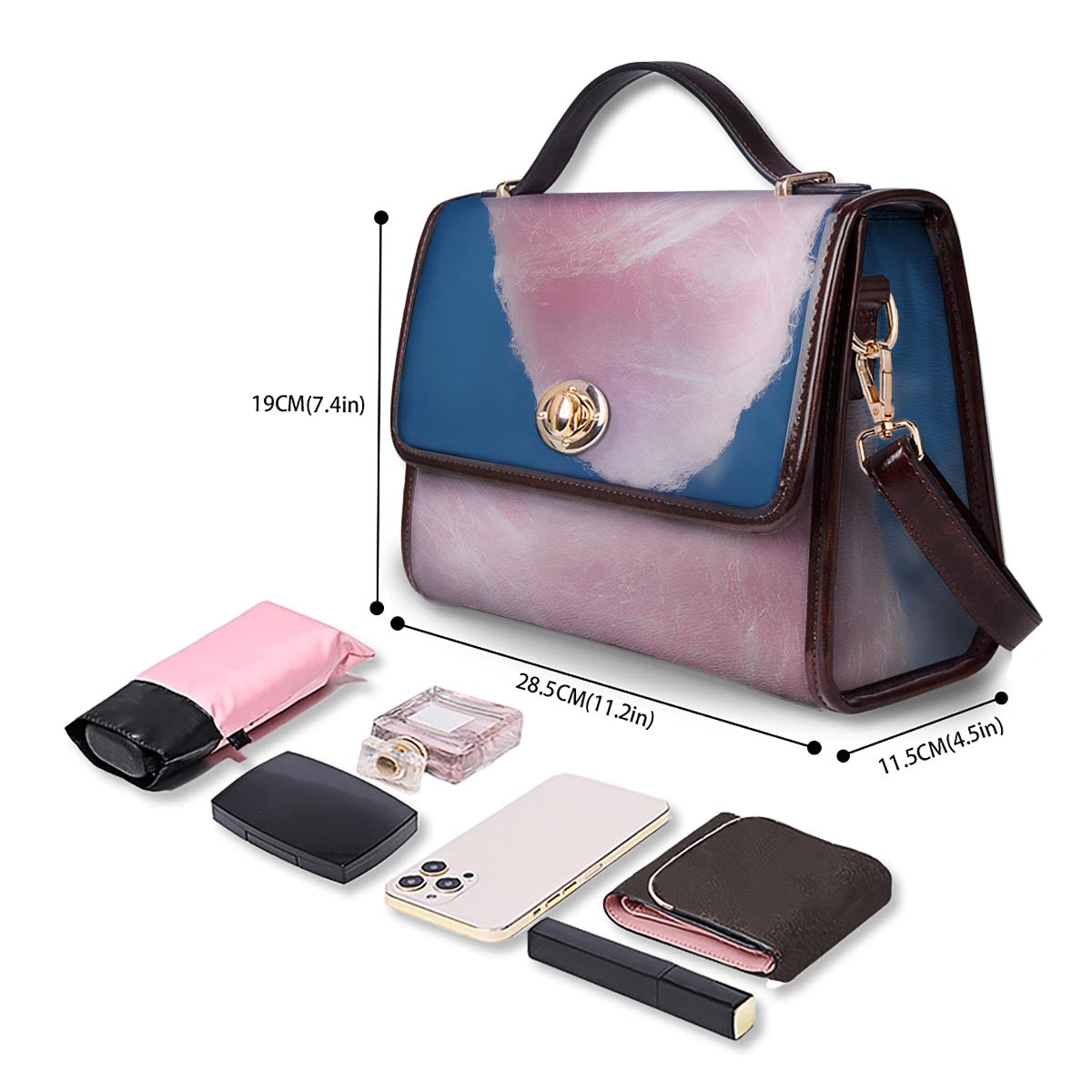 Cotton Candy Sweet Print Women's Satchel Bag