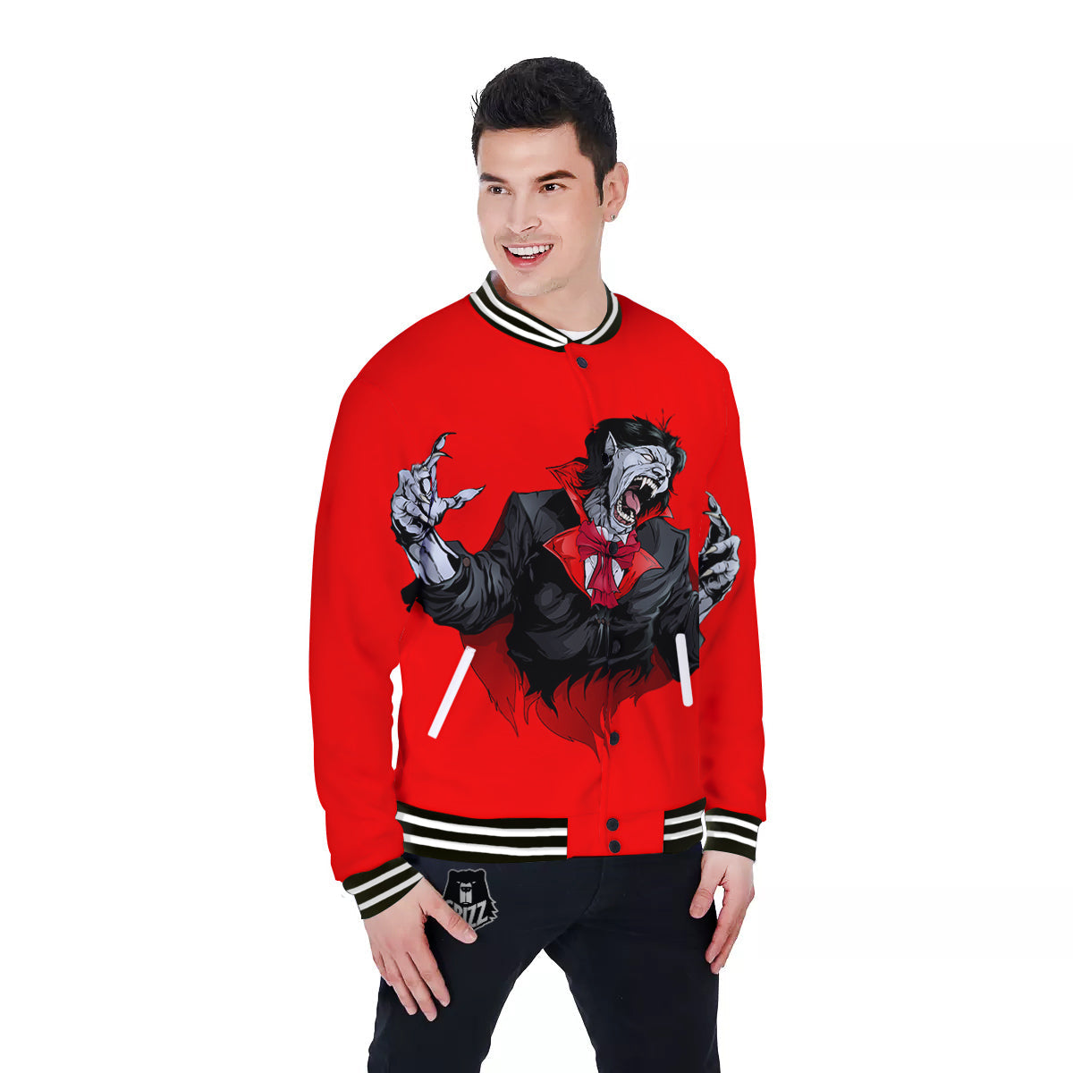 Count Dracula Print Baseball Jacket-grizzshop