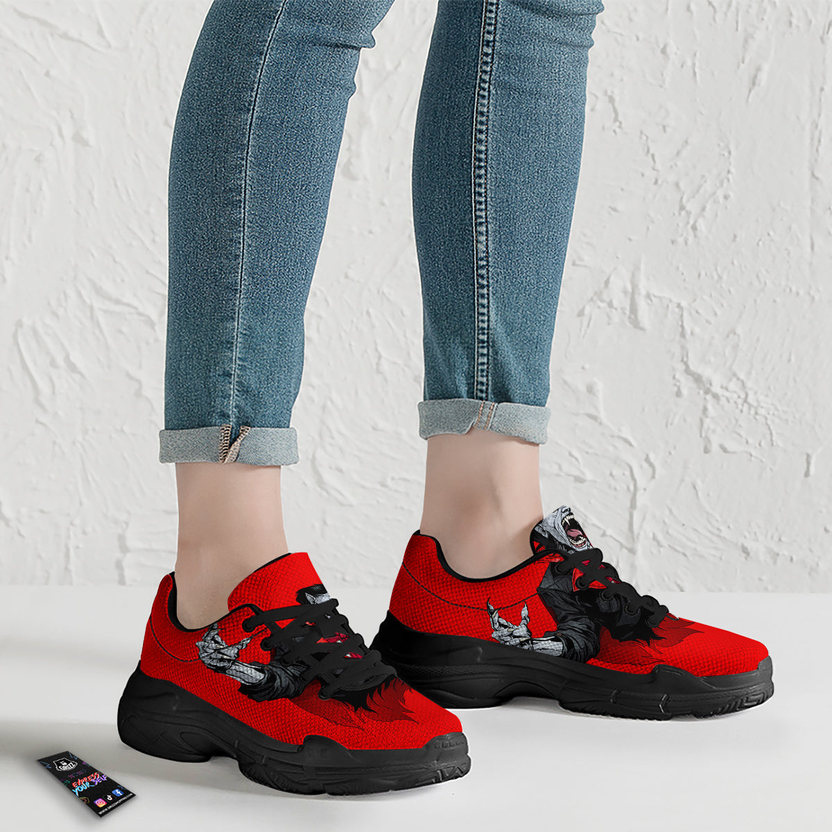 Count Dracula Print Black Chunky Shoes-grizzshop