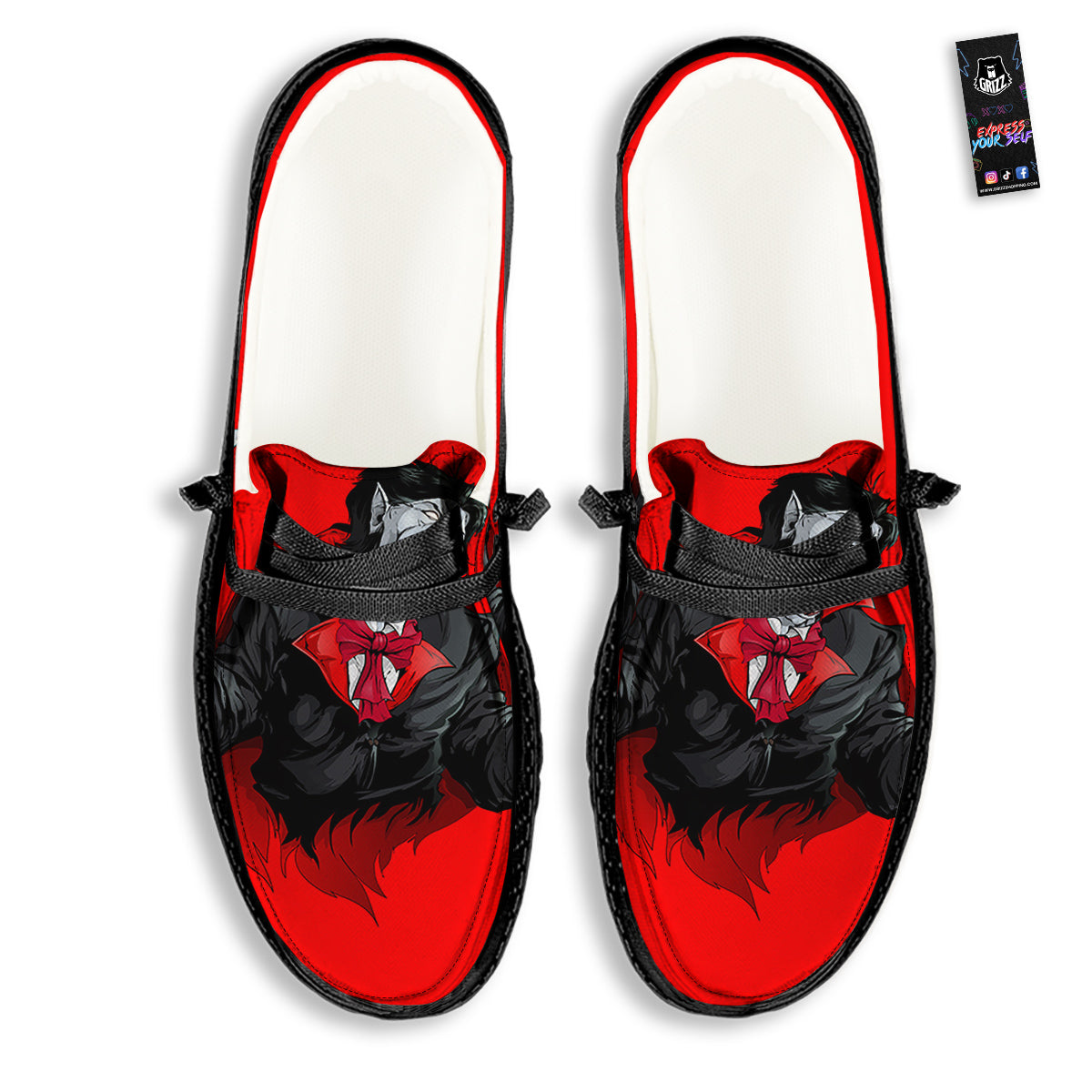 Count Dracula Print Black Loafers-grizzshop