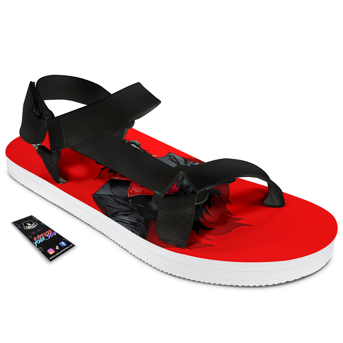 Count Dracula Print Black Open Toe Sandals-grizzshop