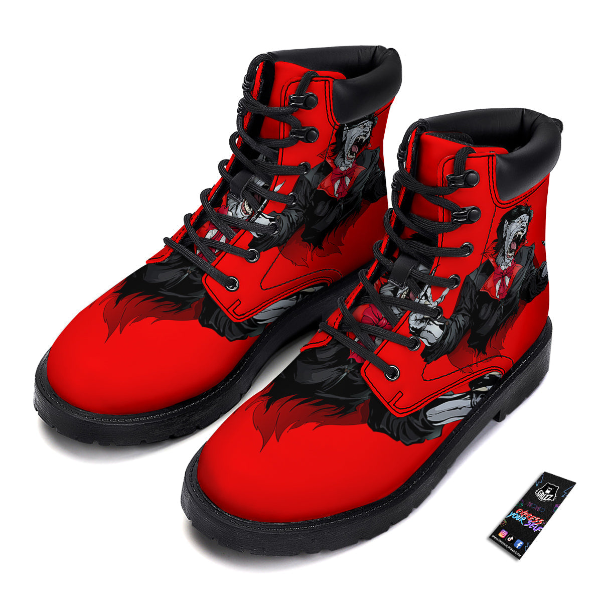 Count Dracula Print Boots-grizzshop