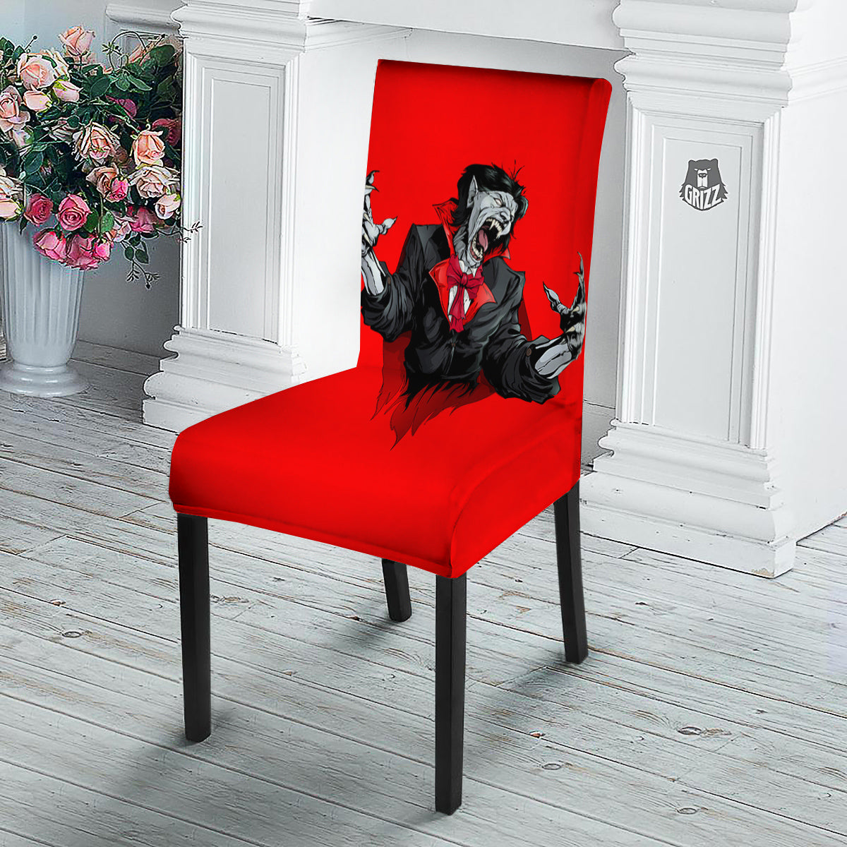 Count Dracula Print Dining Chair Slipcover-grizzshop