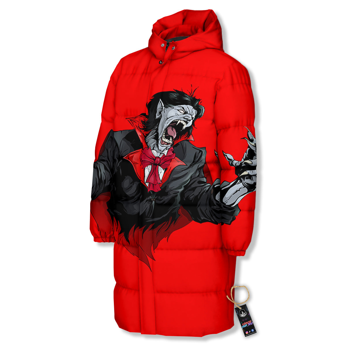 Count Dracula Print Long Down Jacket-grizzshop