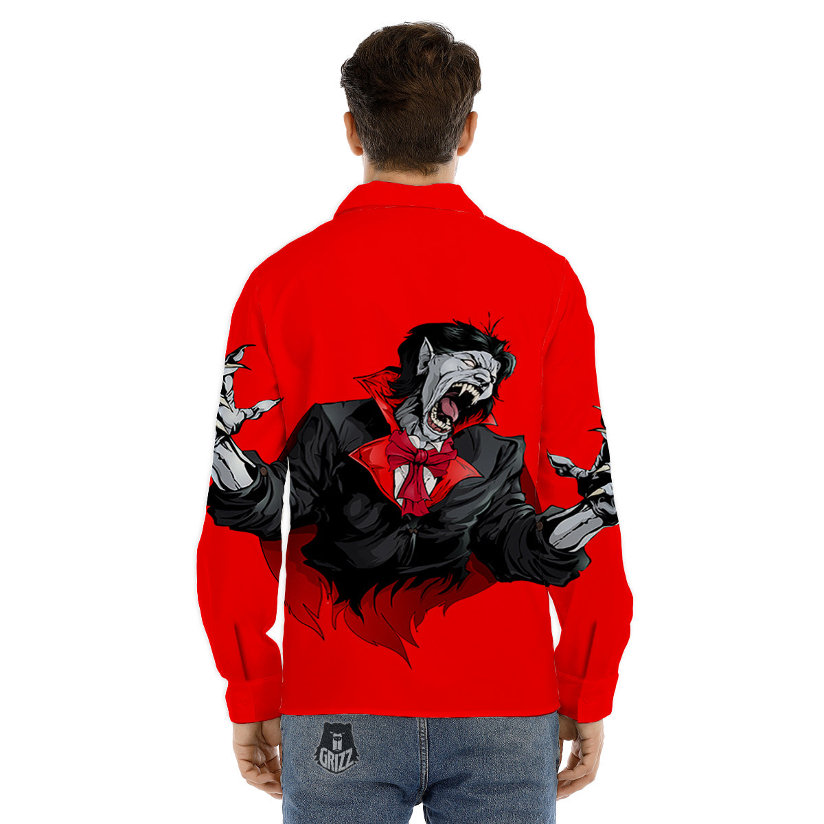Count Dracula Print Men's Dress Shirts-grizzshop