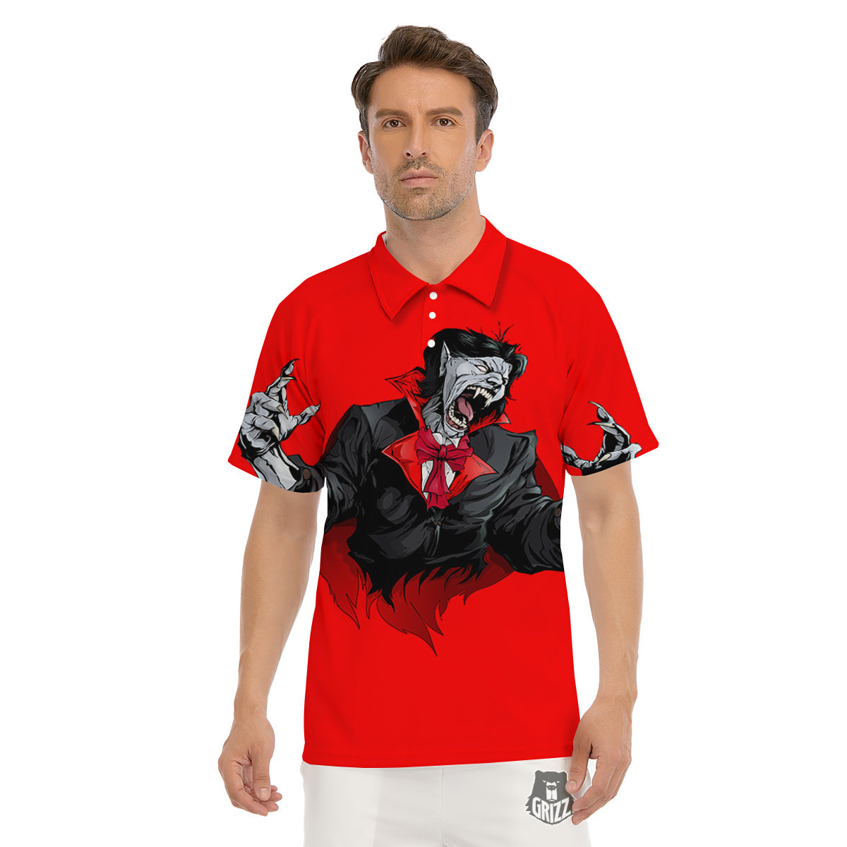 Count Dracula Print Men's Golf Shirts-grizzshop