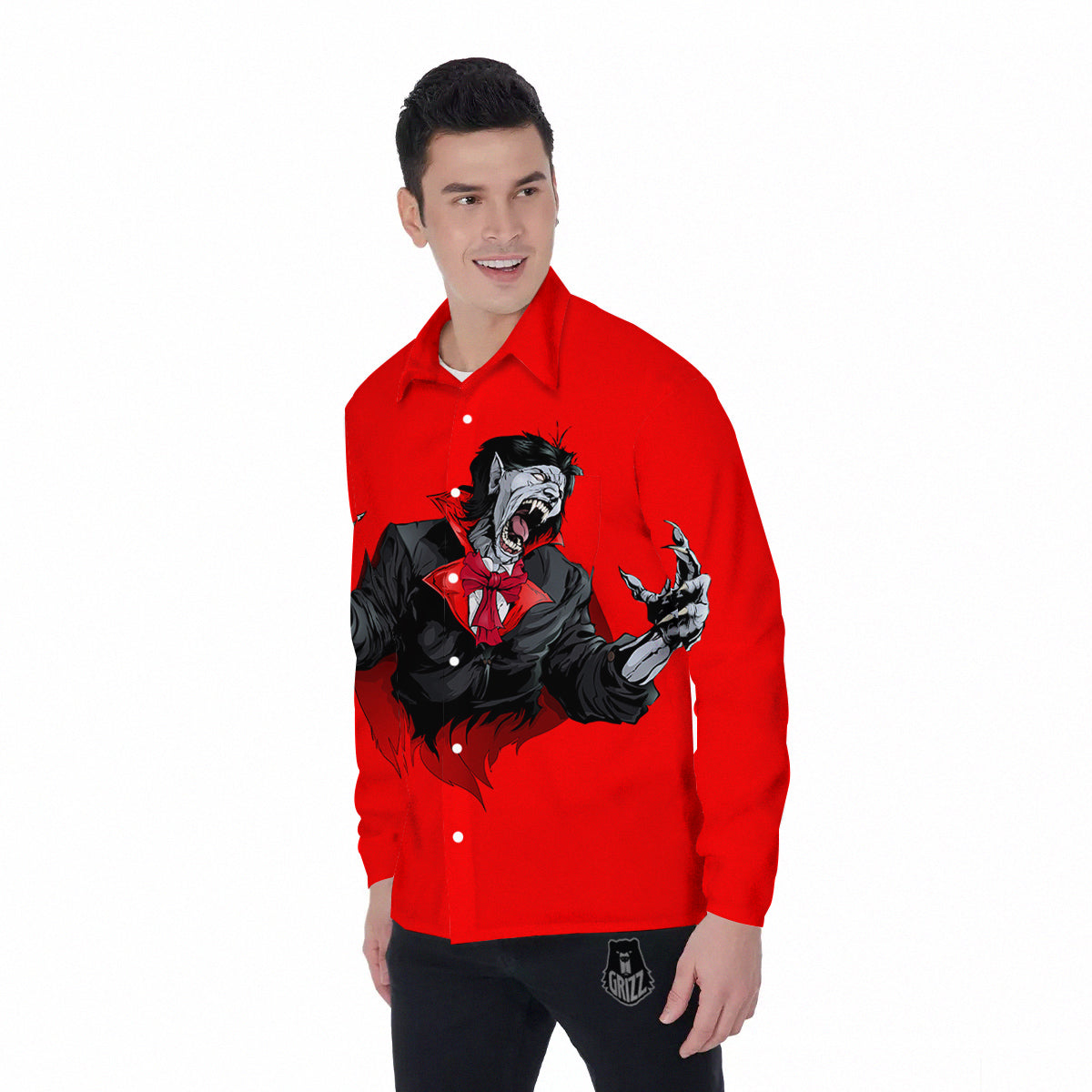 Count Dracula Print Men's Long Sleeve Shirts-grizzshop