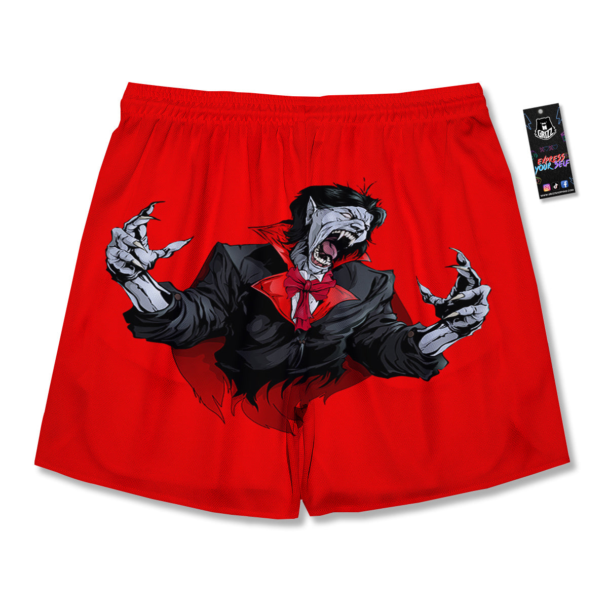 Count Dracula Print Men's Running Shorts-grizzshop