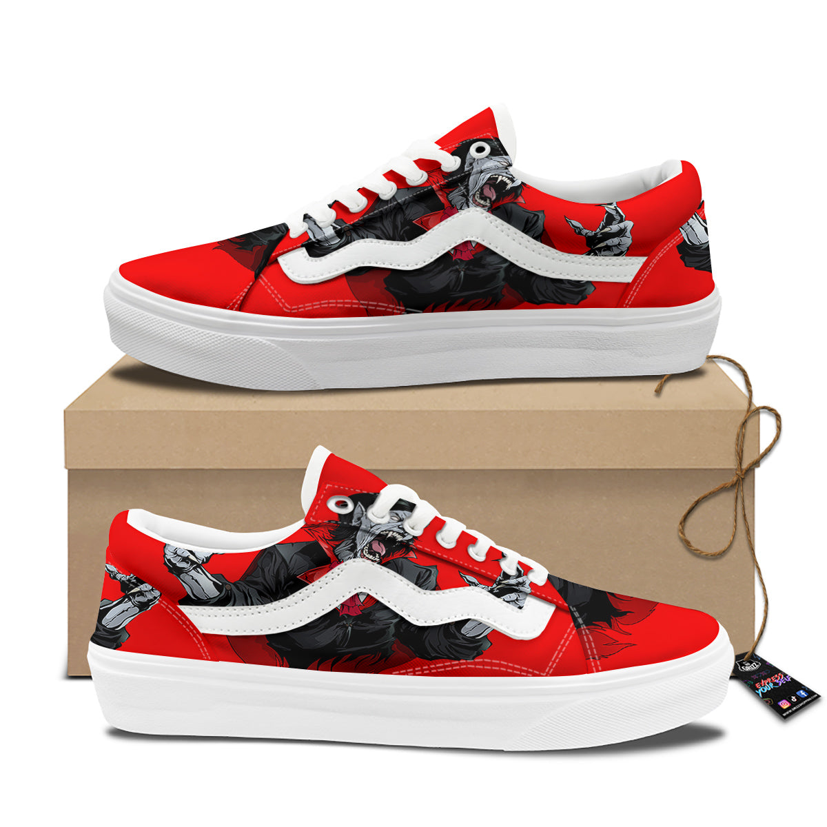 Count Dracula Print Skate Shoes-grizzshop