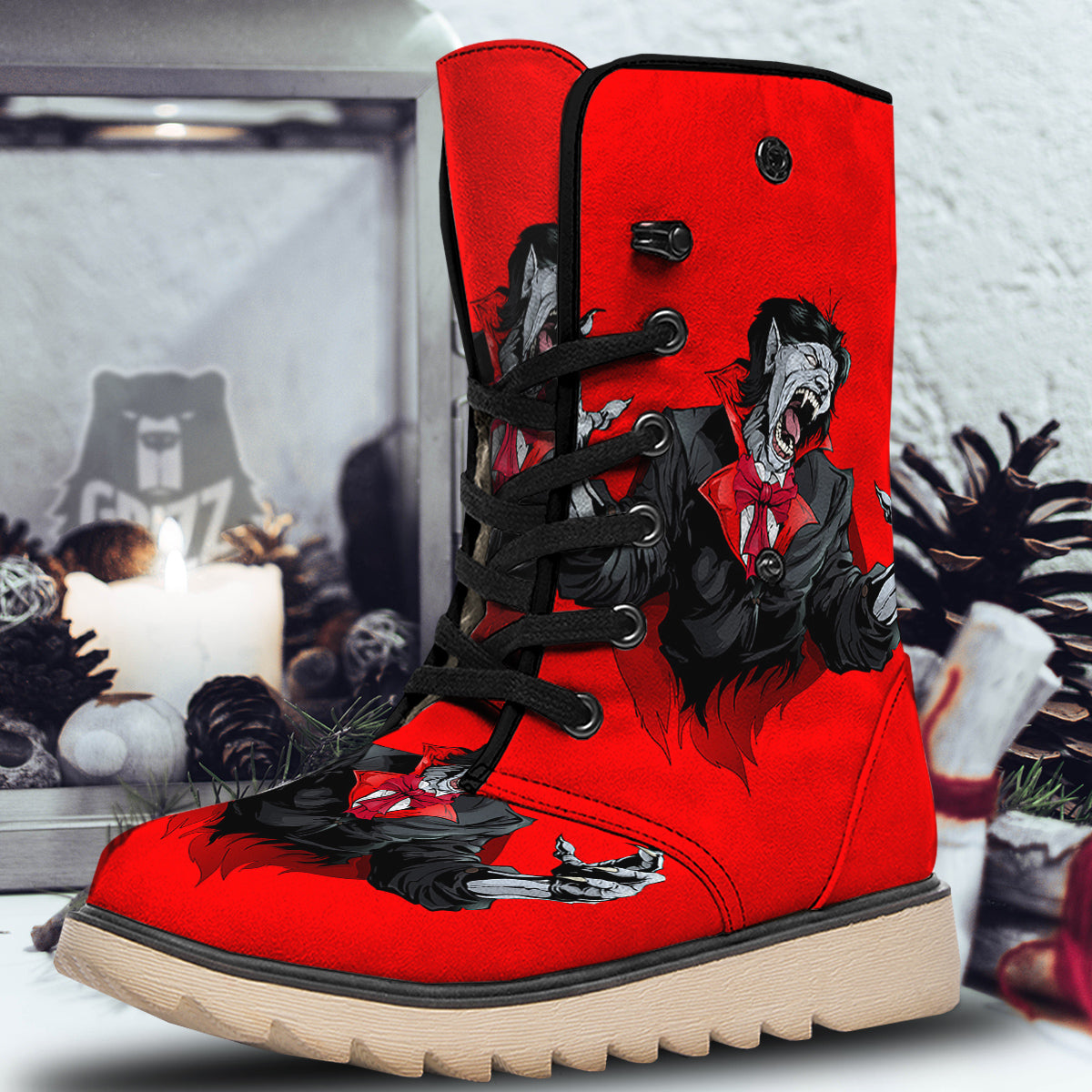Count Dracula Print Snow Boots-grizzshop