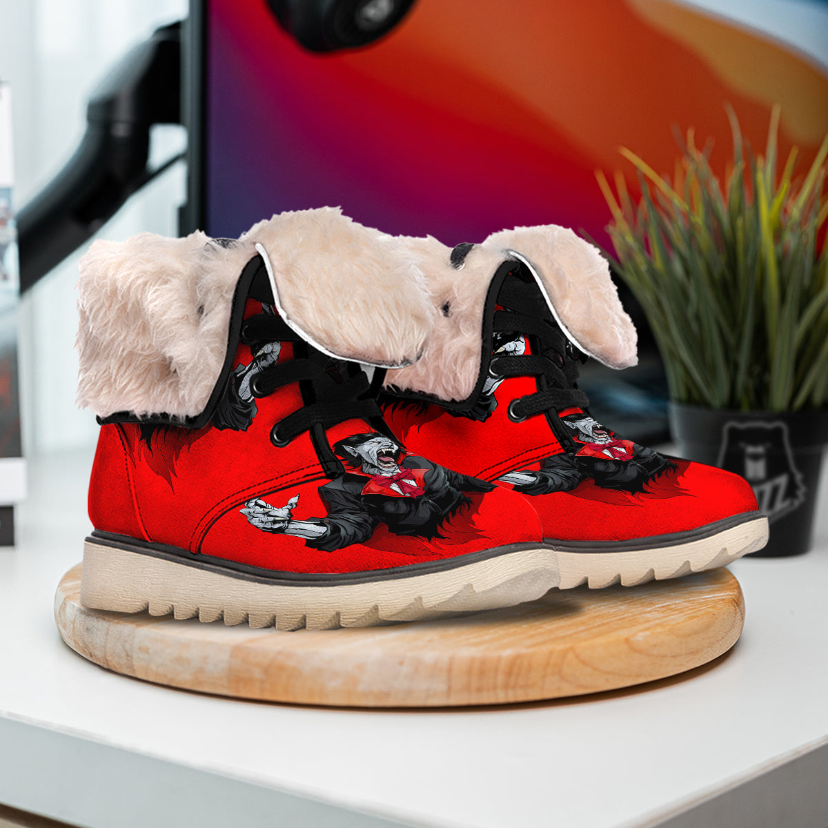 Count Dracula Print Snow Boots-grizzshop
