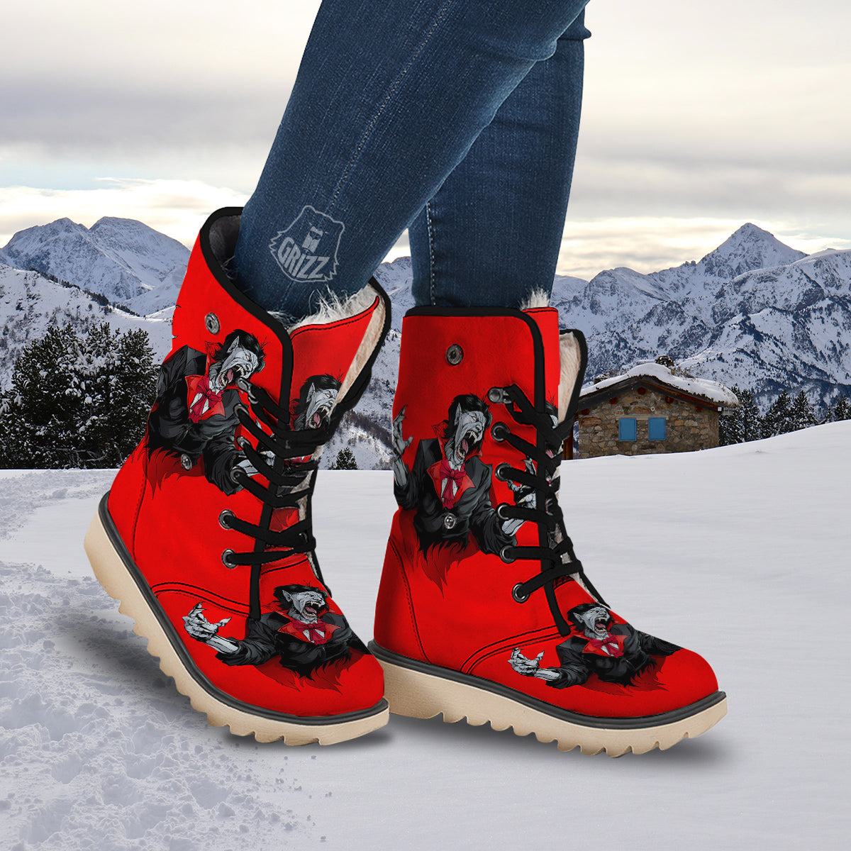 Count Dracula Print Snow Boots-grizzshop