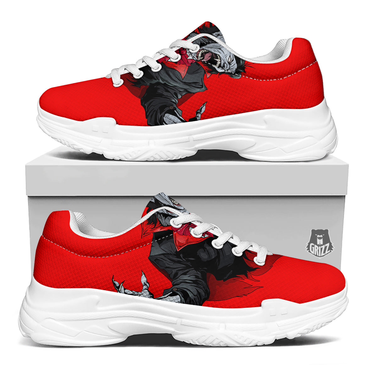 Count Dracula Print White Chunky Shoes-grizzshop