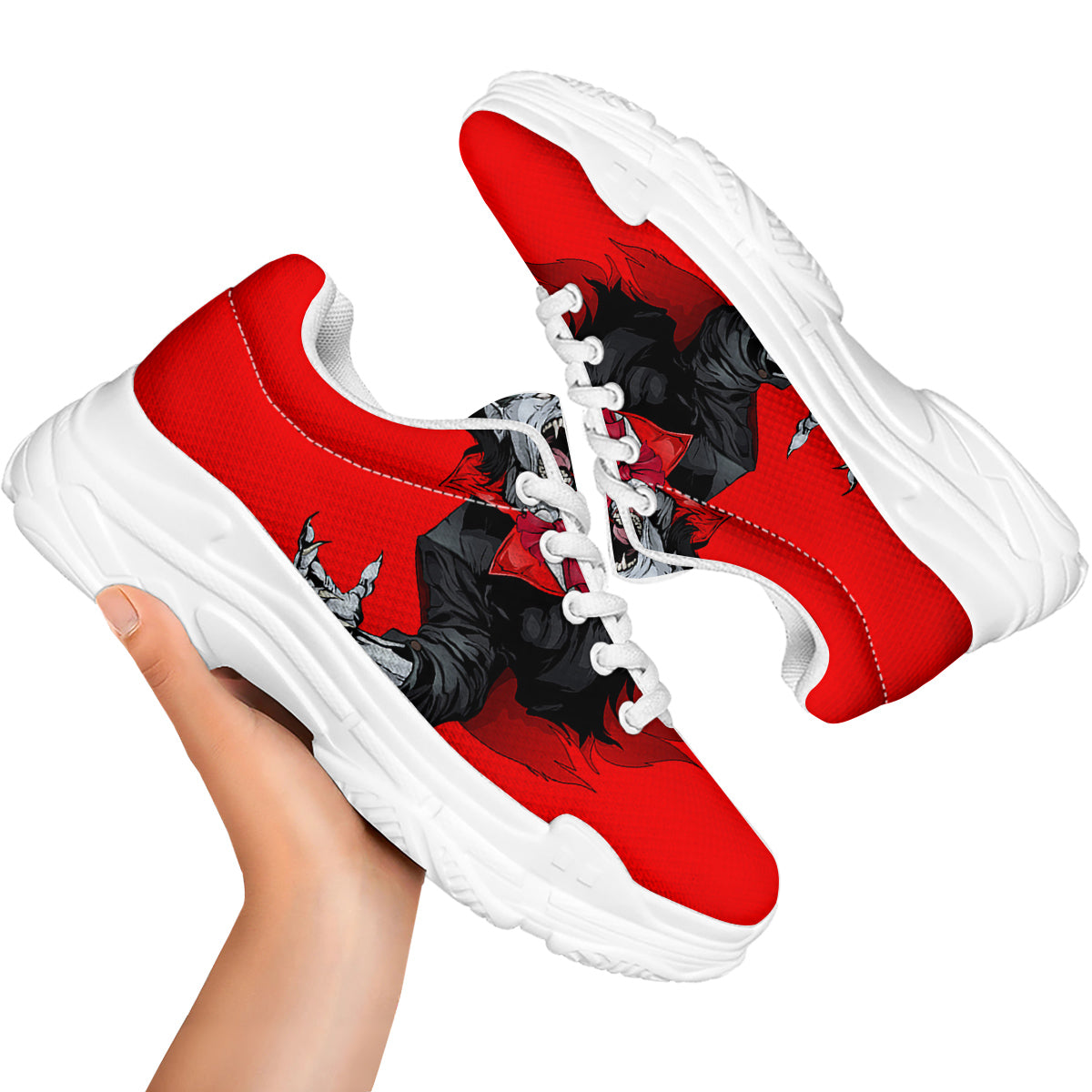 Count Dracula Print White Chunky Shoes-grizzshop