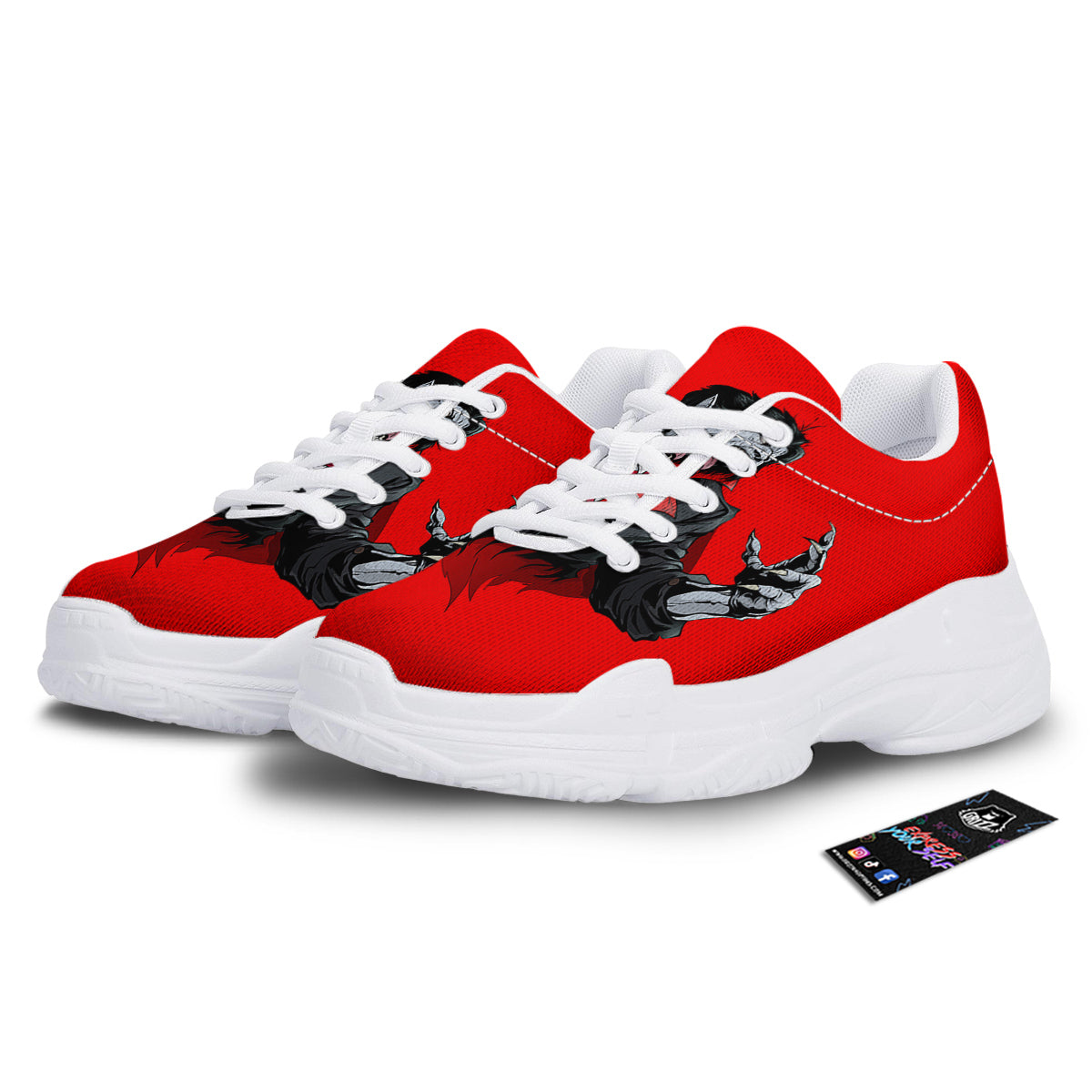 Count Dracula Print White Chunky Shoes-grizzshop