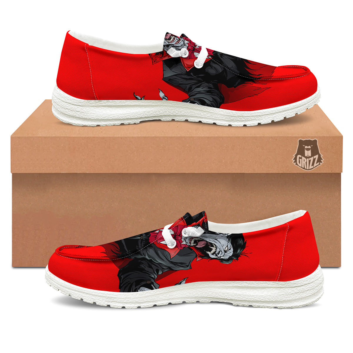 Count Dracula Print White Loafers-grizzshop