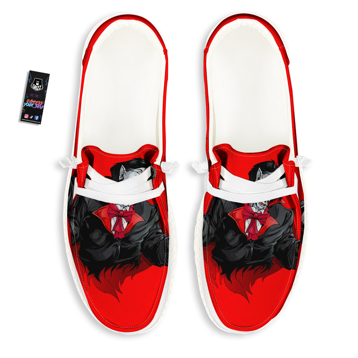 Count Dracula Print White Loafers-grizzshop