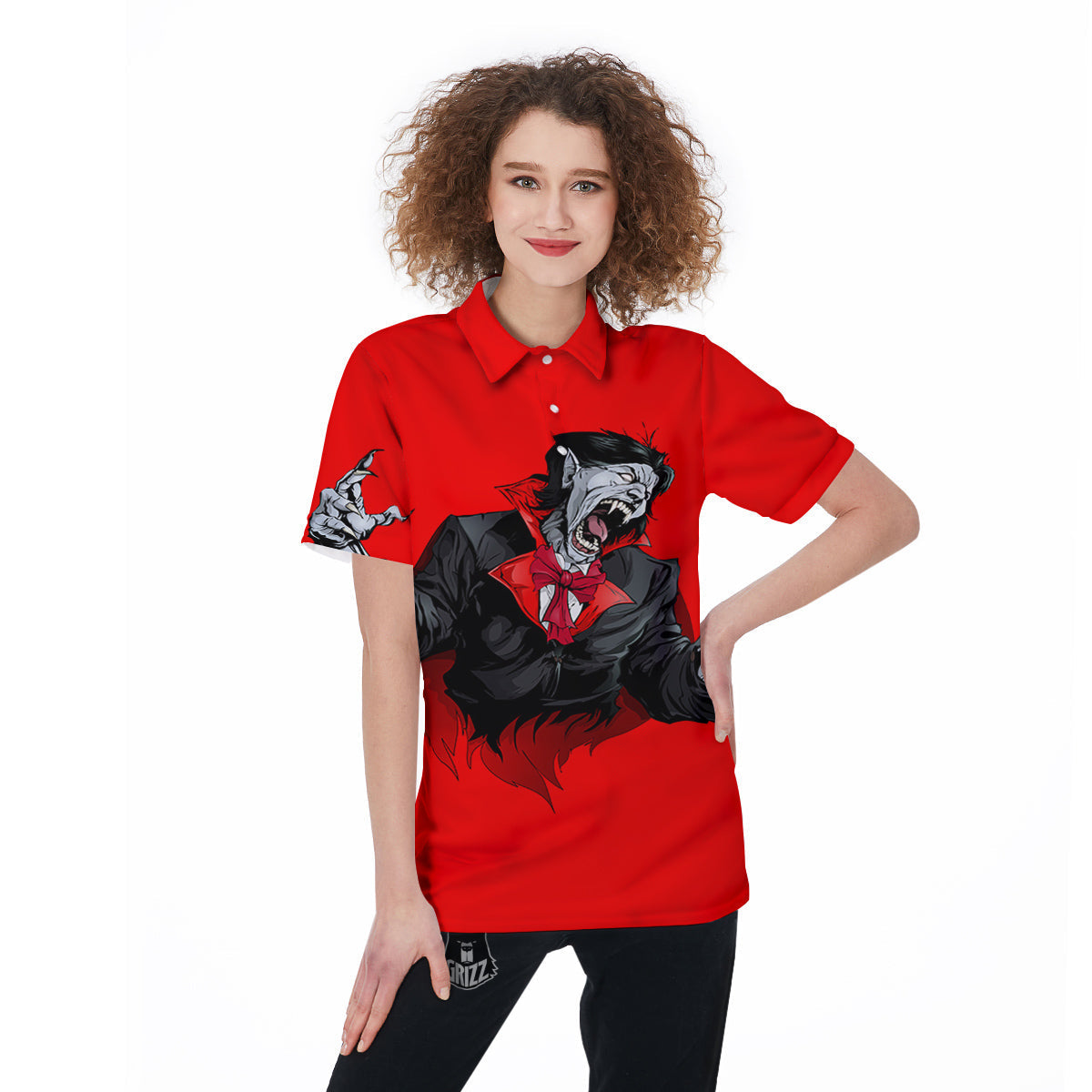 Count Dracula Print Women's Golf Shirts-grizzshop